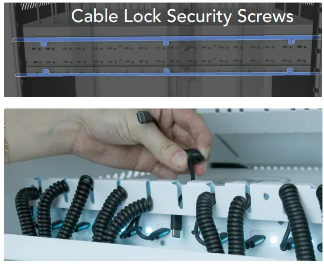 JAR SYSTEMS MC-7036-MX Elevate Max USB-C Charging Cart - secured with up to three