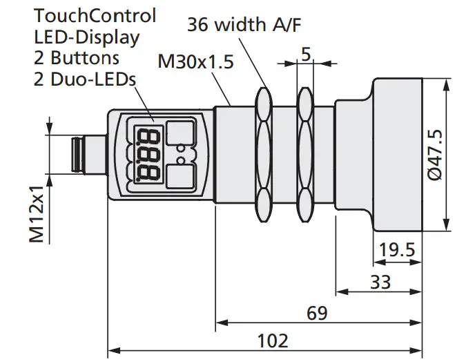 microsonic crm+25-IU-TC-E Ultrasonic Sensors with One Analogue Output - TouchControl 4