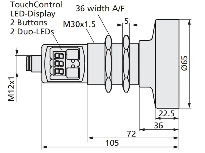 microsonic crm+25-IU-TC-E Ultrasonic Sensors with One Analogue Output - TouchControl 5