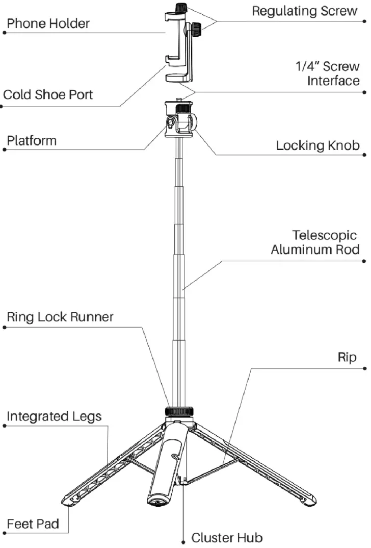 KAIESS TP06 62 Inch Selfie Stick Tripod - overview