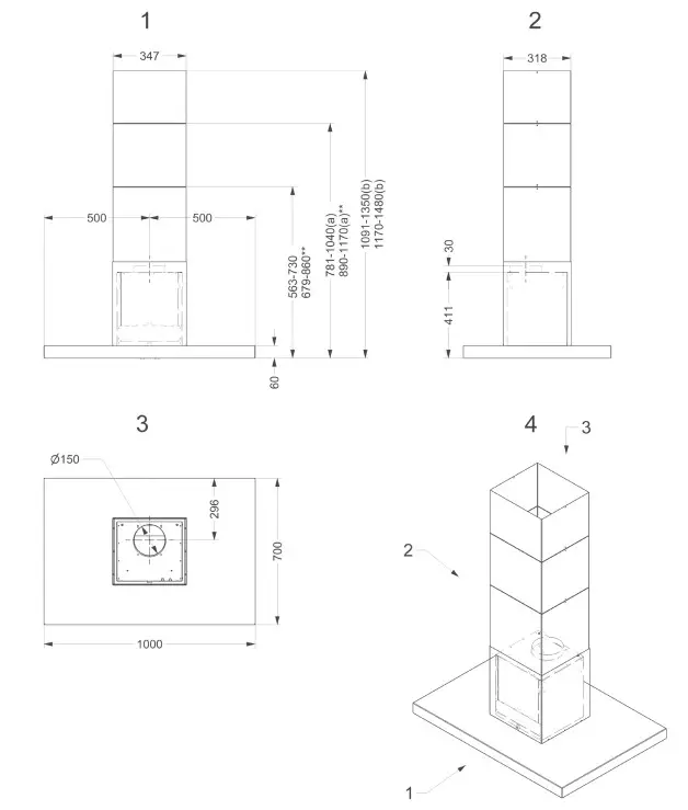 NOVY 7600 Series Wall Mounted Flatline - Dimensions 1