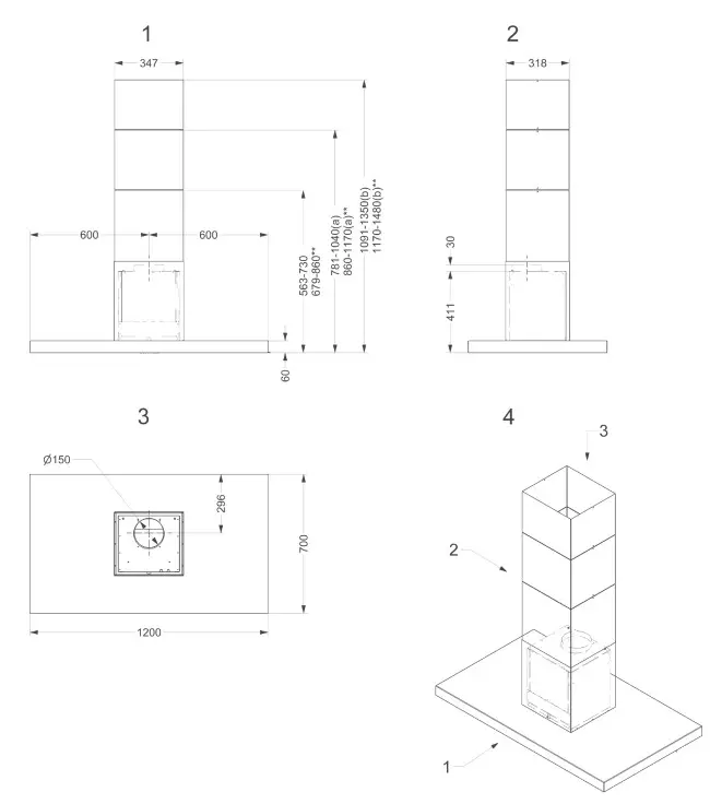NOVY 7600 Series Wall Mounted Flatline - Dimensions 2