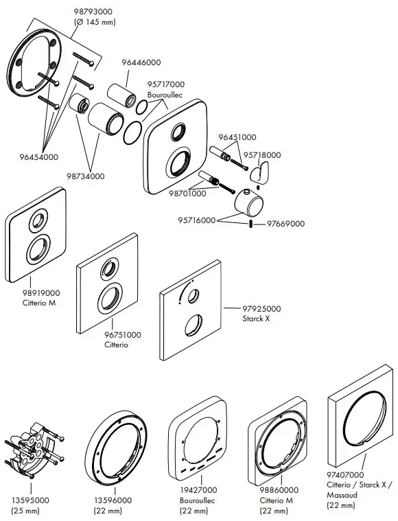 hansgrohe AXOR STARCK Concealed Thermostat with Shut Off Valve - fig 12