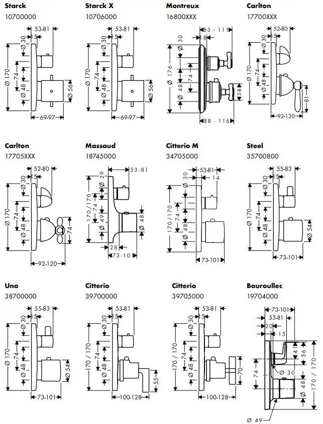 hansgrohe AXOR STARCK Concealed Thermostat with Shut Off Valve - fig 9