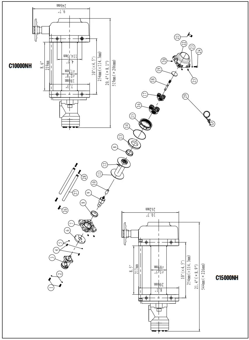 WARRIOR WINCHES C10000NH NH Hydraulic Winch - DRAWING