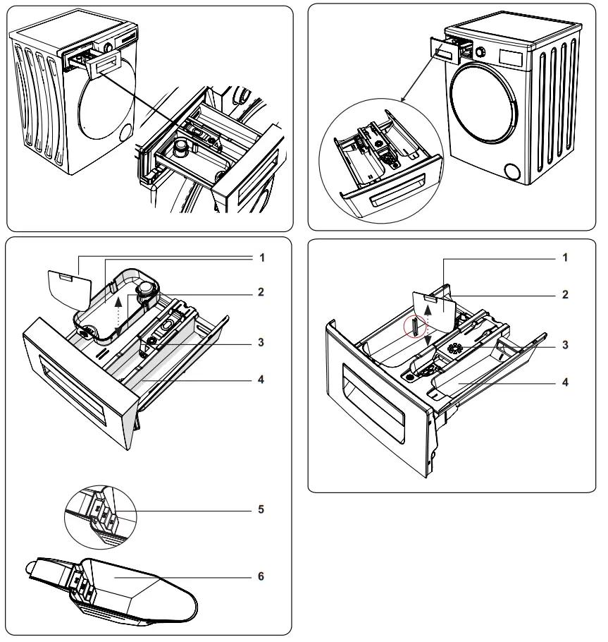ECG EWF 601000 BlackLine Washing Machine - dispenser