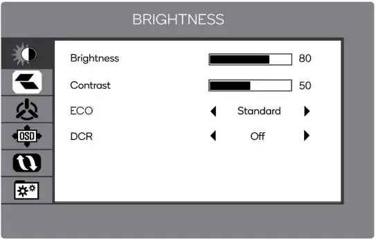 kogan KAMN27F7VA 27 Inch Full HD FreeSync Frameless Monitor User Guide - On-Screen display