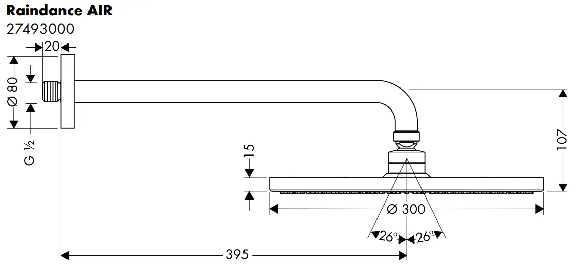 hansgrohe 27471000 Raindance Overhead Shower - Raindance6