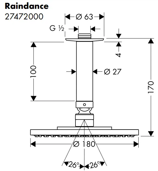 hansgrohe 27471000 Raindance Overhead Shower - Raindance9