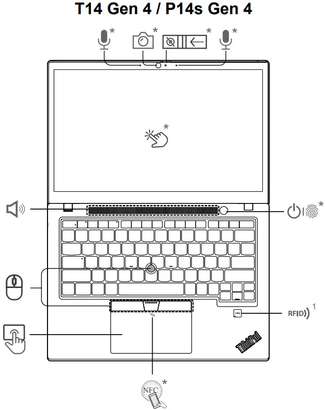 Lenovo ThinkPad T14 Gen 4 Portable Laptop - Front view