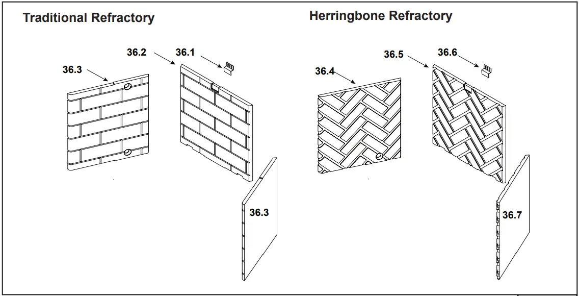 HEARTH HOME RBV4236IH Majestic 42 Reveal Traditional B-Vent Open Hearth Gas Fireplace - Parts List 1