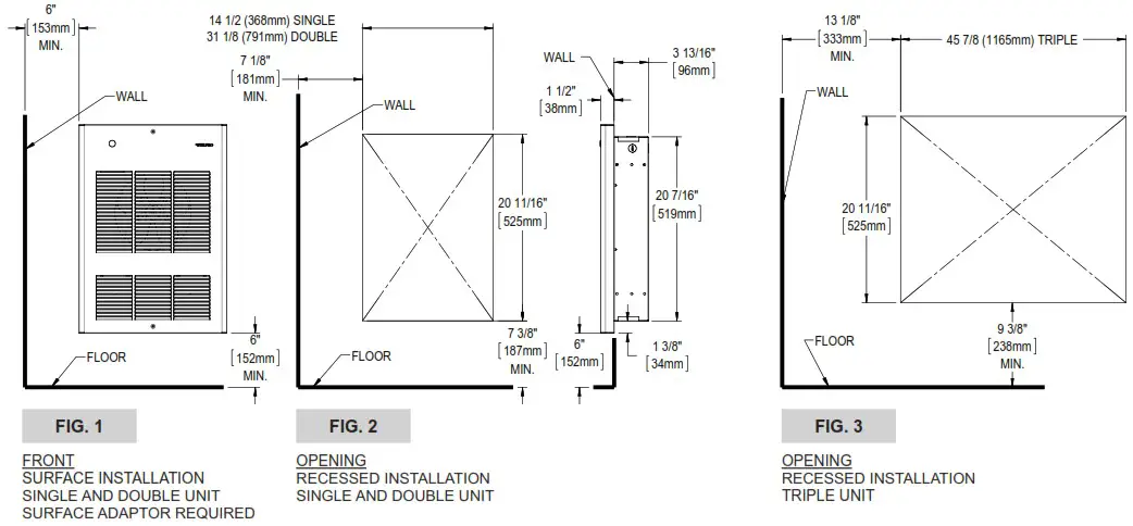 STELPRO AWF1501 AWF Series Wall Ceiling Aeroconvector - INSTALLATION 1