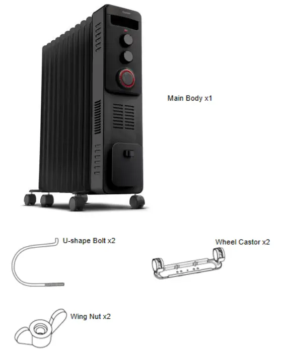 Goldair GOC147TT 7 Fin Oil Column Heater with Timer and Turbo - Components