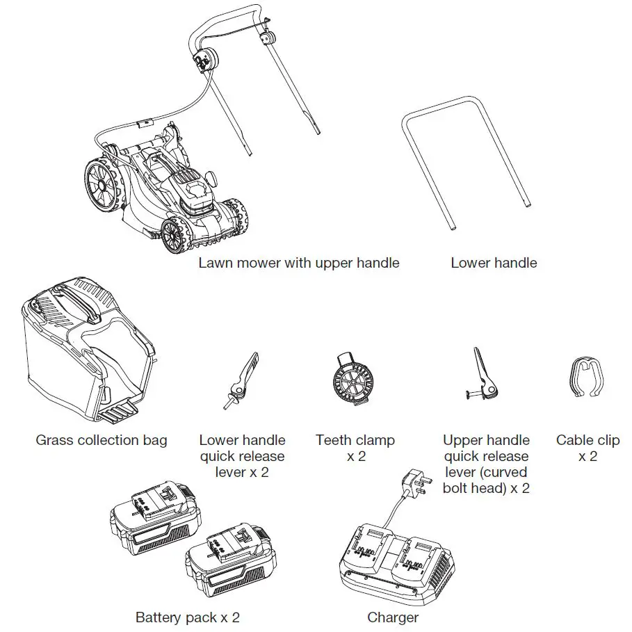 HAWKSMOOR 23984 2x18V 40cm Brushless Cordless Lawn Mowe-fig-1