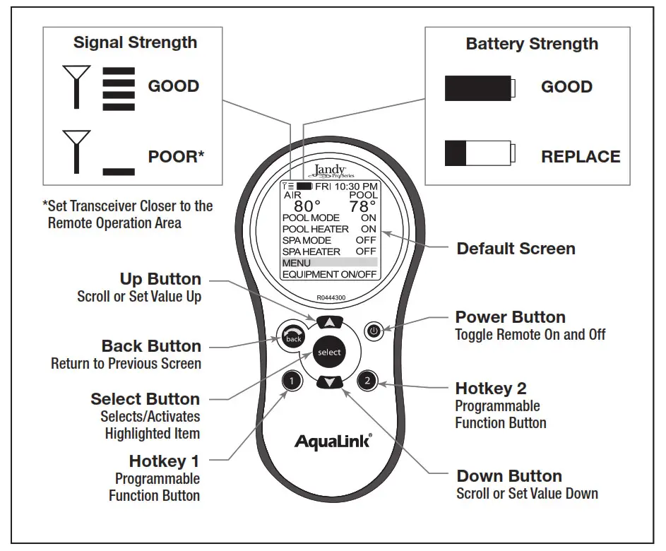 Jandy R0444300 AquaLink Wireless Handheld Remote - Remote