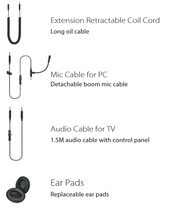Avantree ATHF-90A-M Aria Line M Bluetooth Over Ear Headphones - Accessories