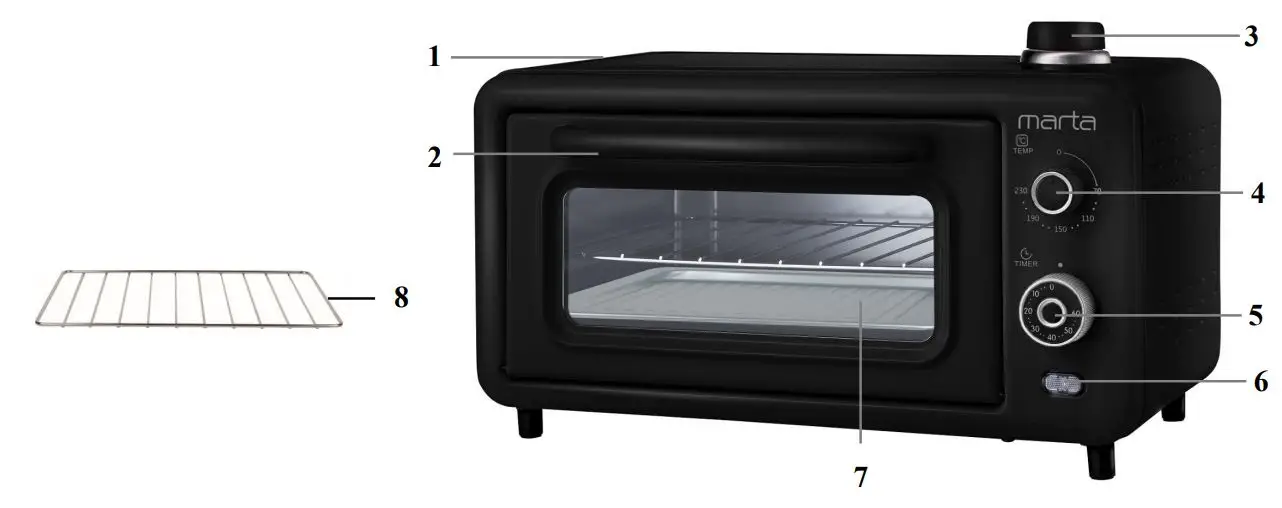 marta MT-EO4298A Electric Oven User Manual - Product Overview