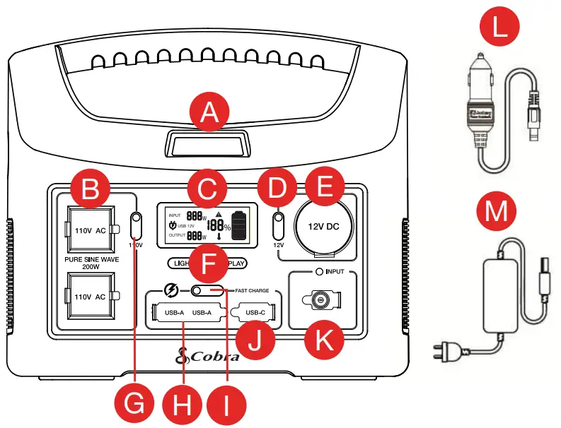 Cobra 200W Portable Power Station - Features 2