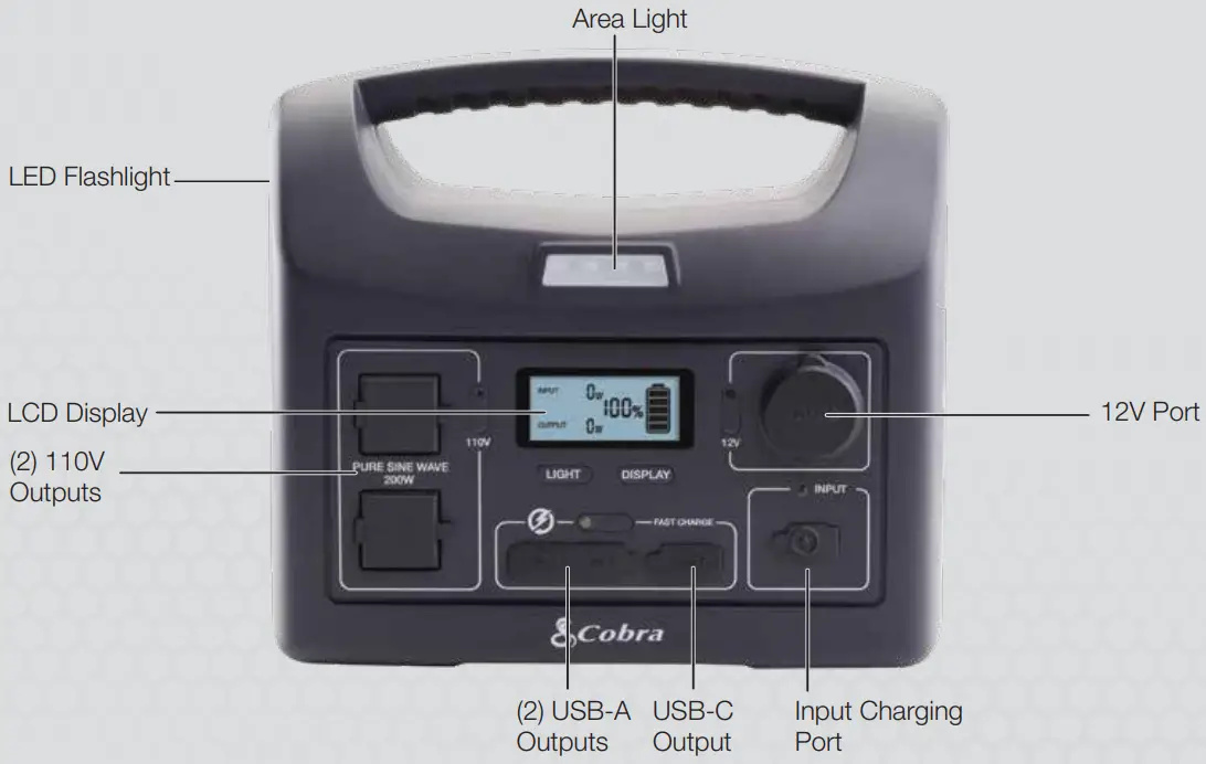 Cobra 200W Portable Power Station - power station 200w