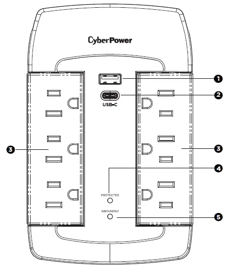 CyberPower-P6WSUC-6-Outlet-Surge-Protector-with-2-USB-Ports-fig-1