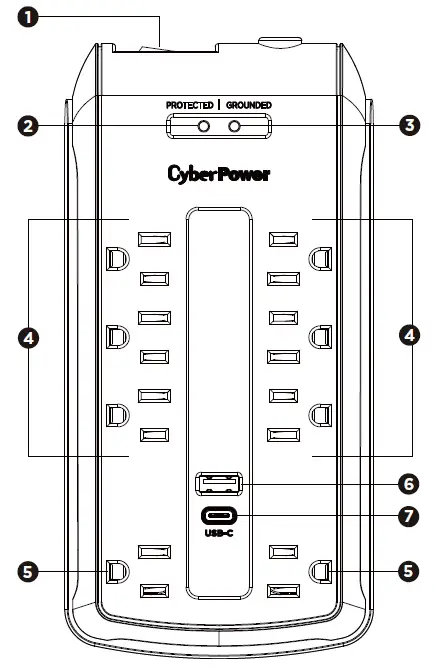 CyberPower-P6WSUC-6-Outlet-Surge-Protector-with-2-USB-Ports-fig-2