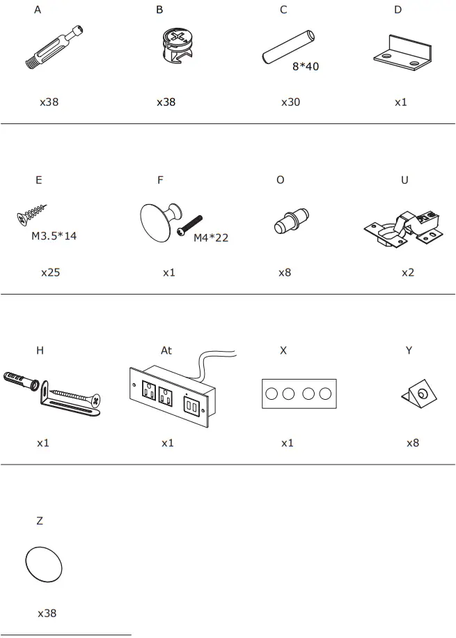 COSTWAY Nightstand with Charging Station - parts 4