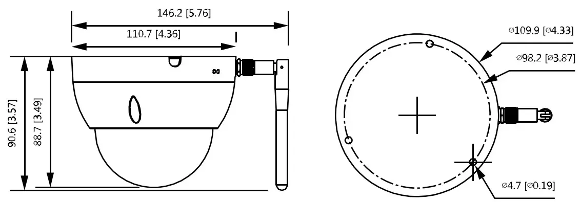 dahua DH-IPC HDBW1235EN W 0280B S2 Entry Series Network Camera - Dimensions