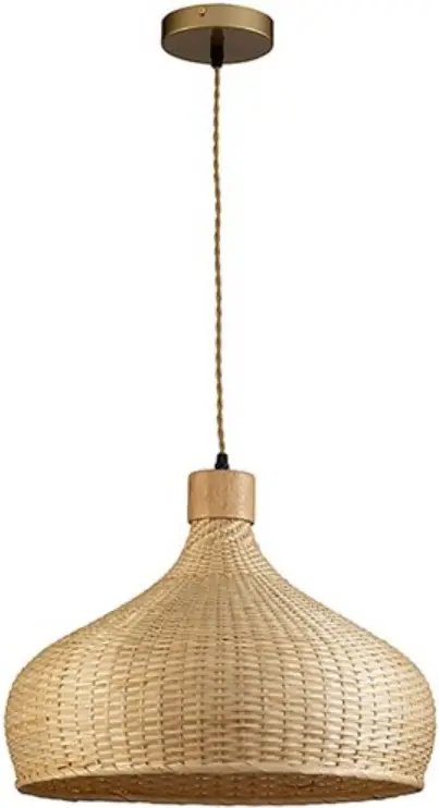 ELE Light and Decor ELEGL008D45BN Bamboo and Rattan Dome Pendant Light