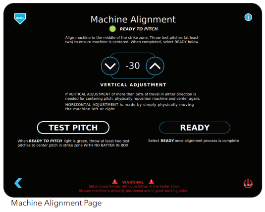 SPORTSATTACK Elite E-Hack Attack Baseball Machine - Machine Alignment Page