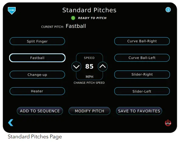 SPORTSATTACK Elite E-Hack Attack Baseball Machine - Pitches Page