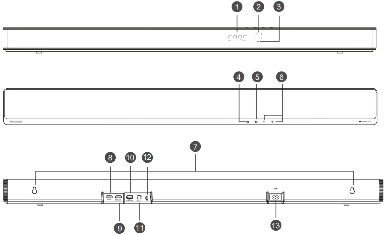 Hisense HS512H 5.1.2 CH Soundbar with Wireless Subwoofer - Main Unit