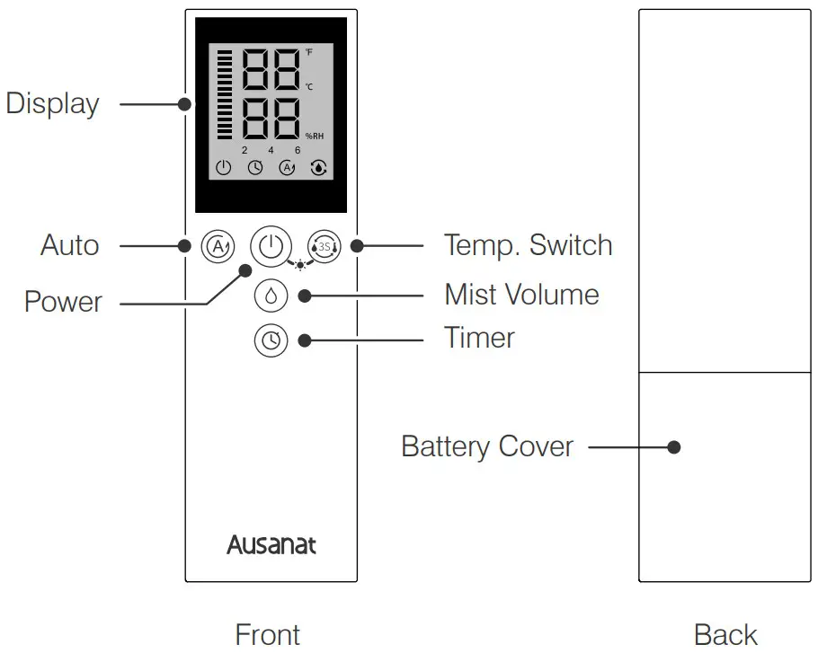 Ausanat AN-H50 Ultrasonic Humidifier - Remote control