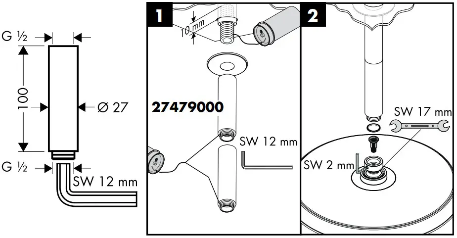 hansgrohe 27471000 Raindance Shower Head and Arm - Figure 4