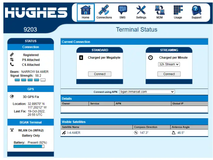 HUGHES 9203 BGAN Patrol - SSID