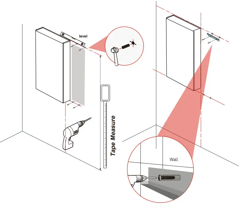The Home Depot AM1205D-49 Black Aluminum Medicine Cabinet with Mirror - Measure the distance