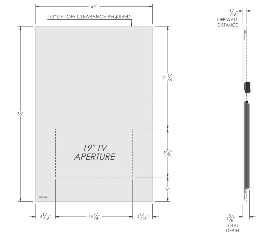 SEURA 19.6, 27.6 Vanity TV Mirror - dimension 1