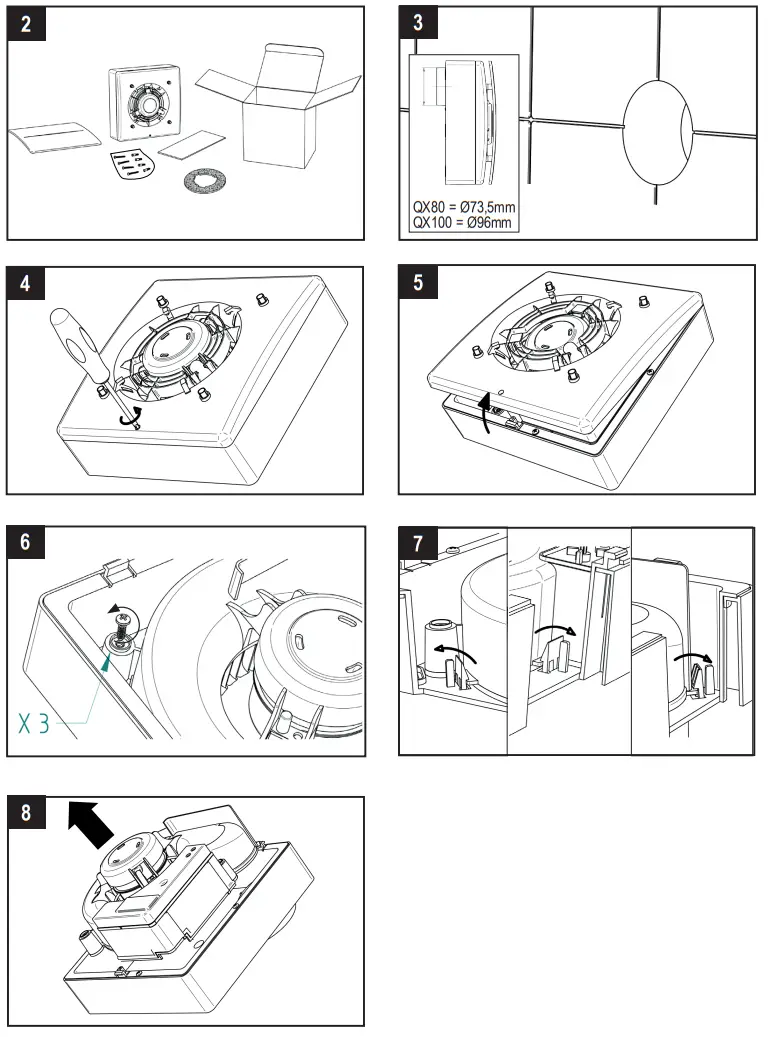 aerauliqa QX Centrifugal Extract Fan - MOUNTING 1