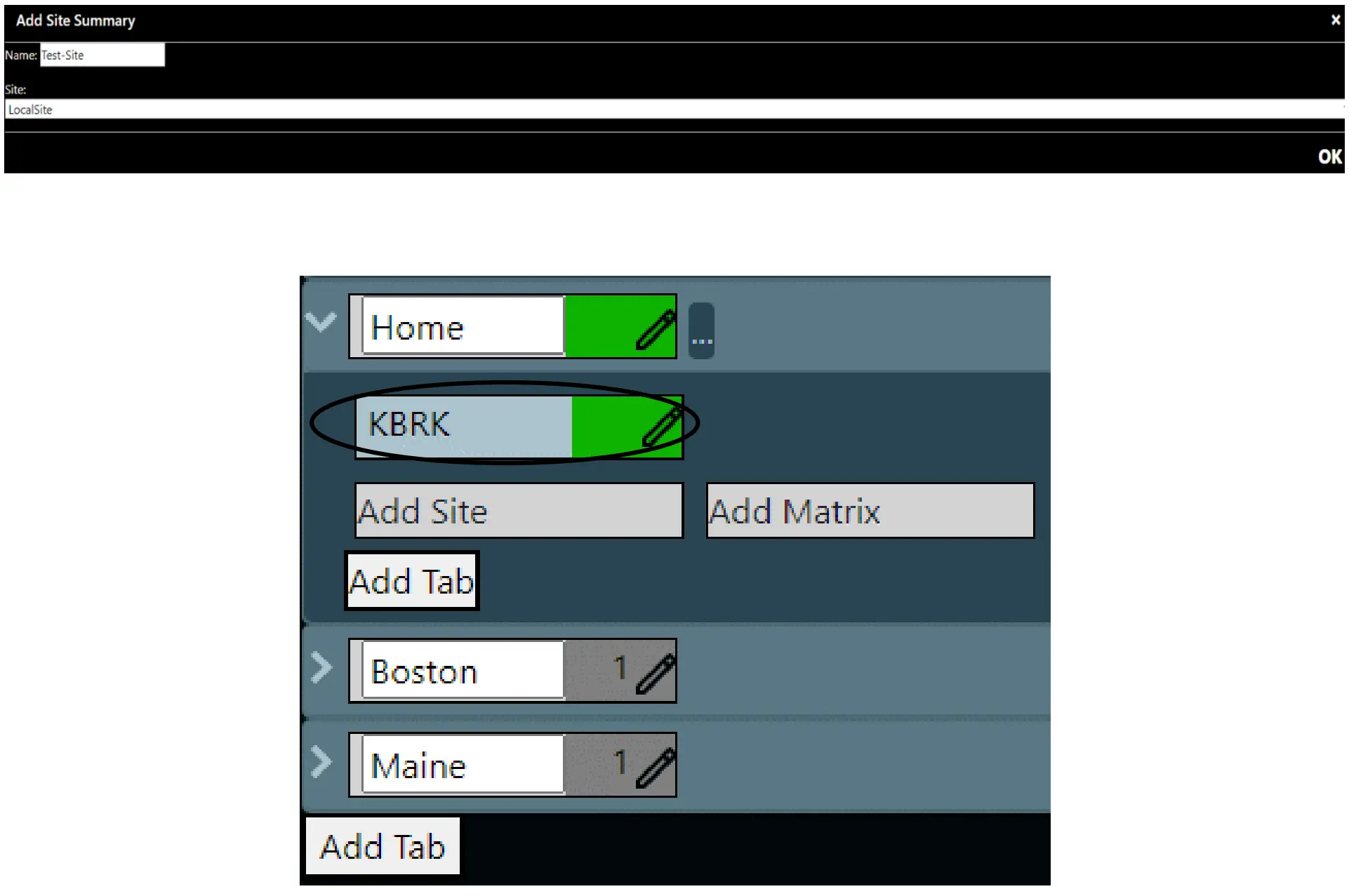 ADDING SITES WITHIN TABS