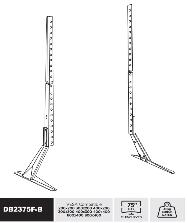 TooQ DB2375F-B 23 to 75 Inch Desk Stand for Screens