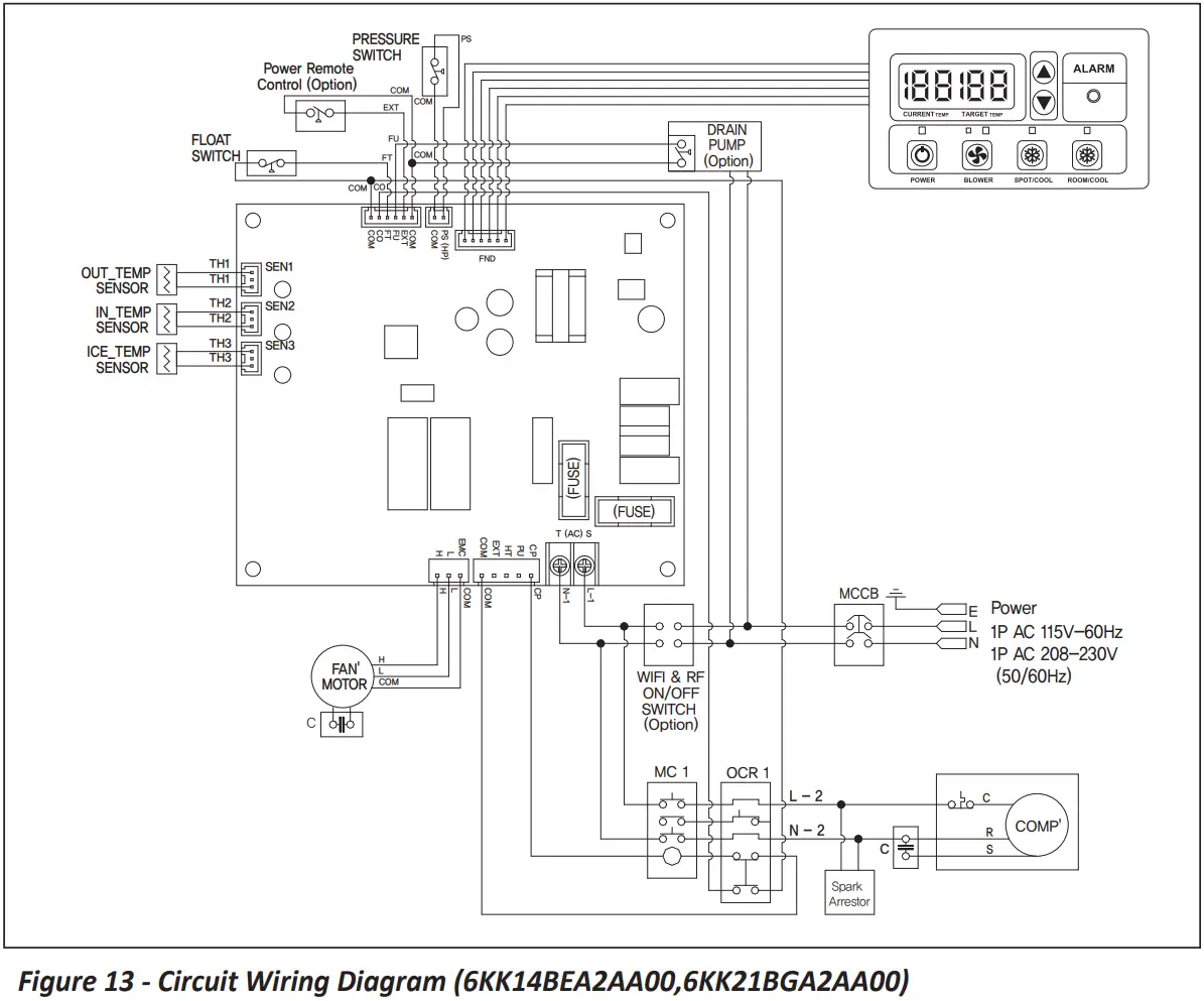 KOLDWAVE 6KK21BGA2AA00 Portable Air Conditioner - Wiring Diagram 1