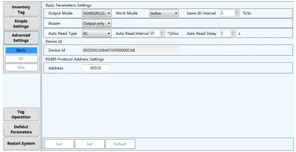 SAXXON FC06 UHF Desktop Reader - Advanced settings