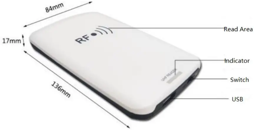 SAXXON FC06 UHF Desktop Reader - Specification and size