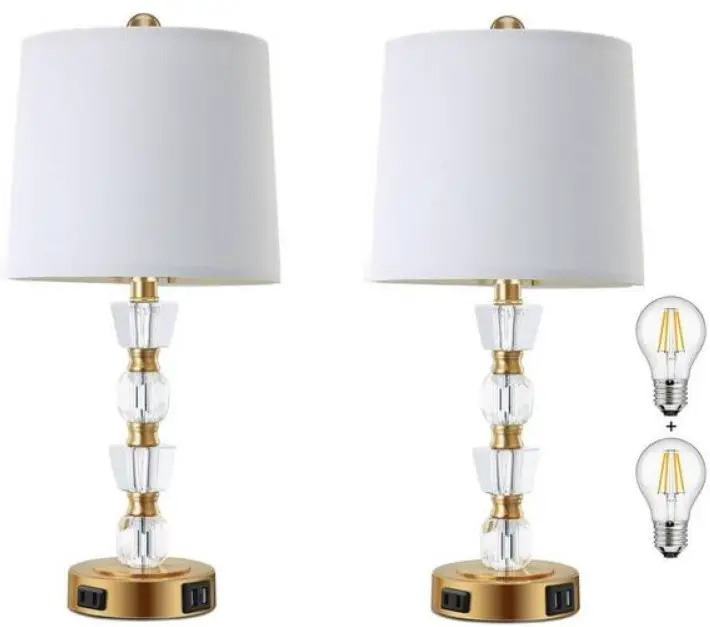 BYBLIGHT BB-SF0016GX Carolene 22.8 Inch Gold Base Table Lamp Touch Control Accent Lamp