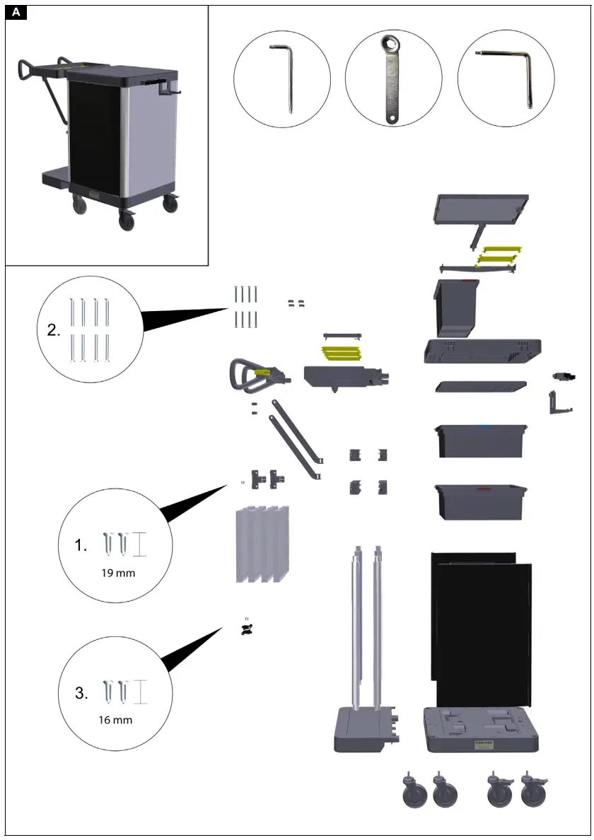K RCHER FM ExpertPro 50 S Medium Sized Cleaning Cart - Parts 1