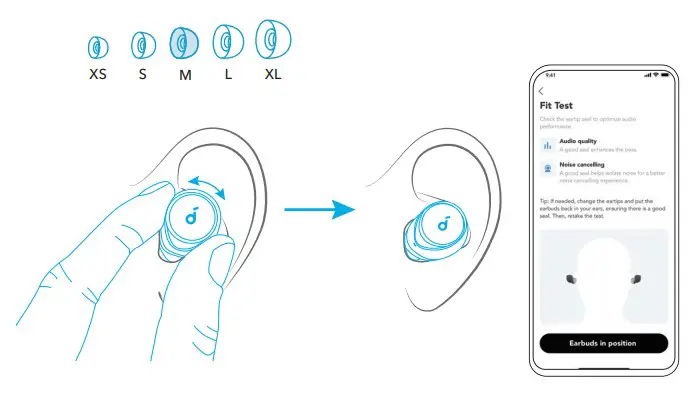 soundcore Space A40 Wireless Earbuds - WEARING