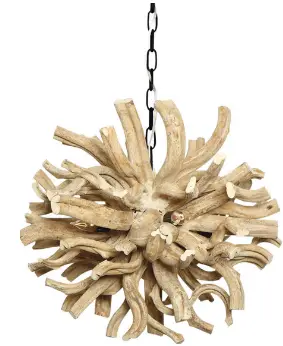 ETHAN ALLEN 090536 Small Minetto Wood Pendant Chandelier-PRODUCT