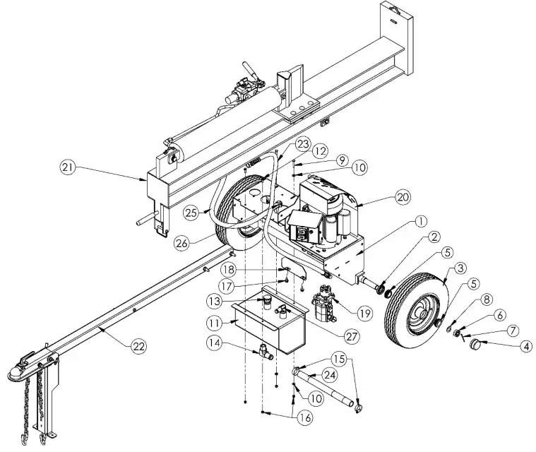 SWISHER LS22E Commercial Pro Electric Log Splitter - PARTS BREAKDOWN 1