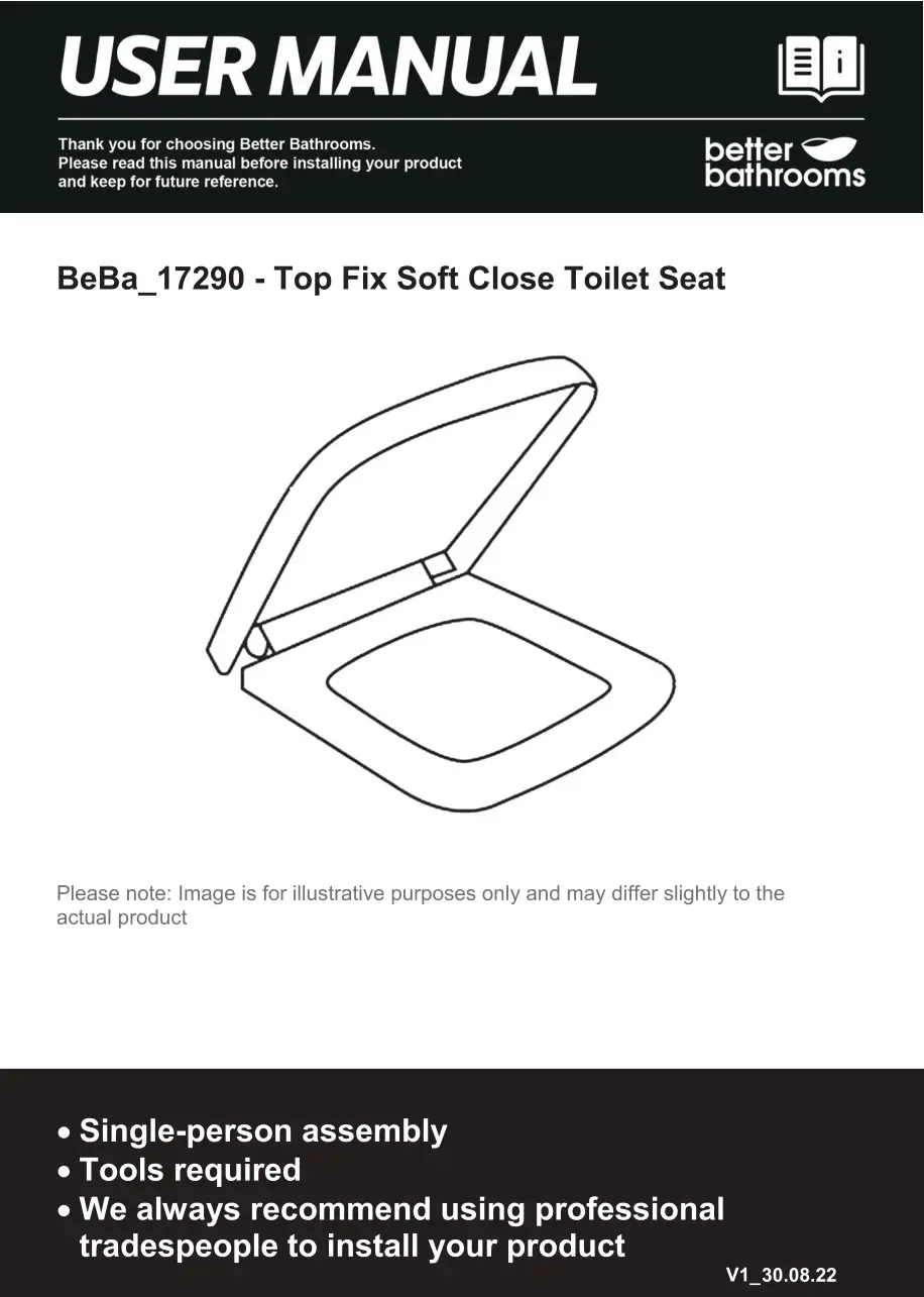 better bathrooms BeBa-17290 Top Fix Soft Close Toilet Seat User Manual