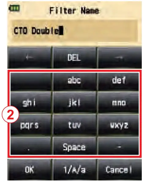 Lower Case Input screen