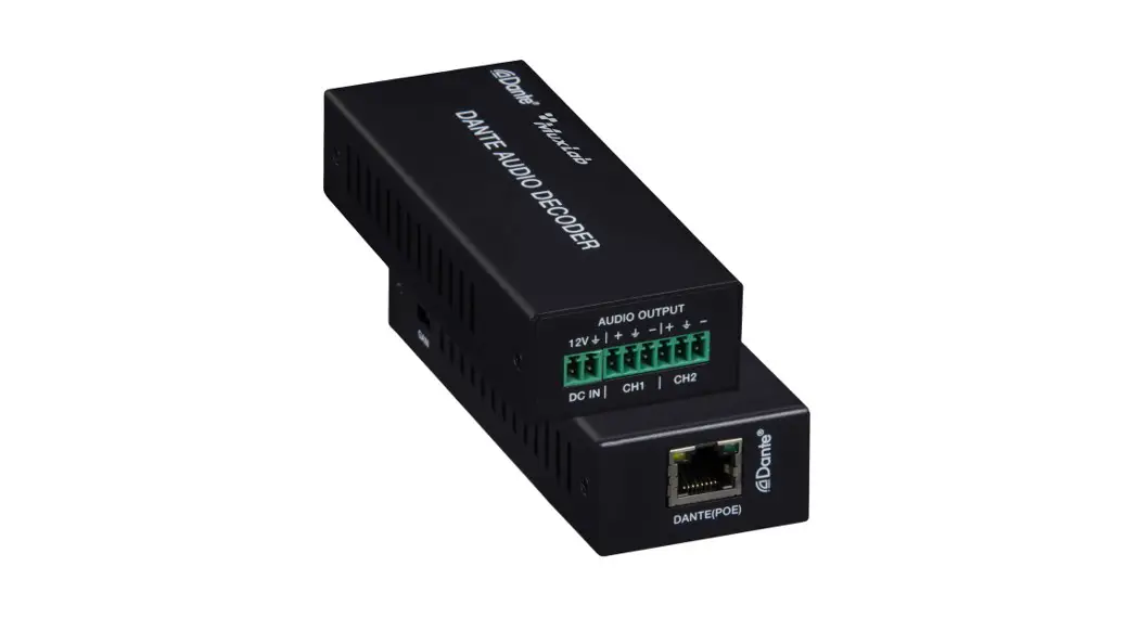 Muxlab 500552 Dante 2-channel Analog Audio Decoder User Manual Muxlab 500552 Dante 2-channel Analog Audio Decoder User Manual